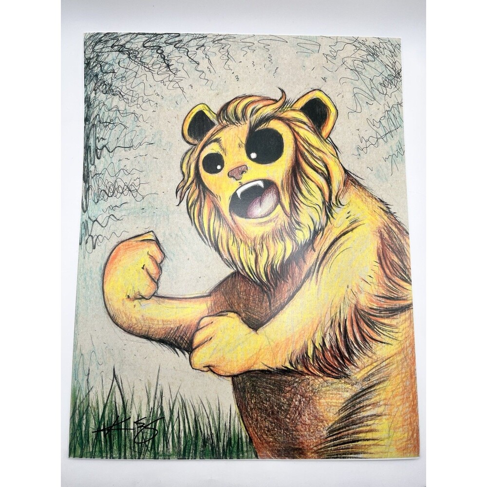 11x14 print of the Wizard of Oz Lion artwork, signed by artist Kevin Eslinger